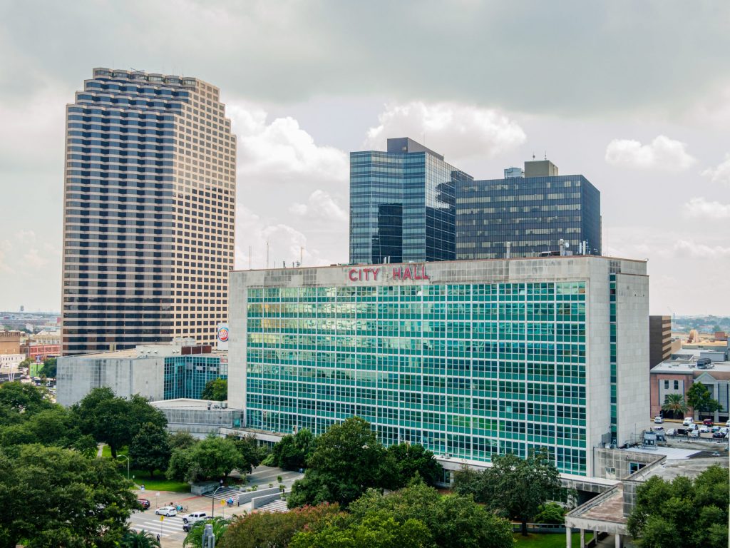New Orleans city hall building in summer.